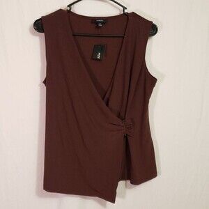 Alfani Petite Medium Dark Fudge Wrap Style Top (AI)